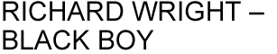 RICHARD WRIGHT - BLACK BOY